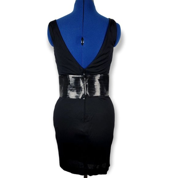 DSquared2 Black Backless Bodycon Cowl Ribbed Midi Dress Size Small